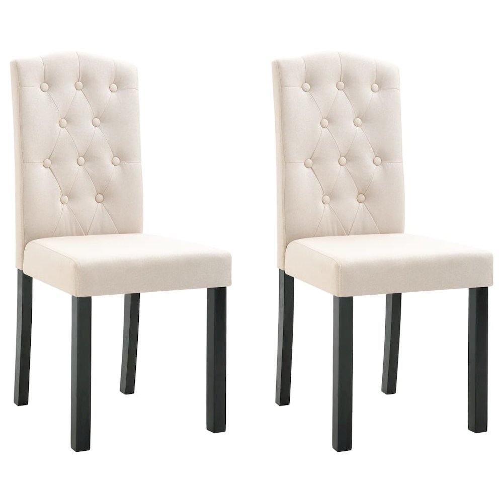 Dining Chair Set of 2 Cream Fabric Standard Durable