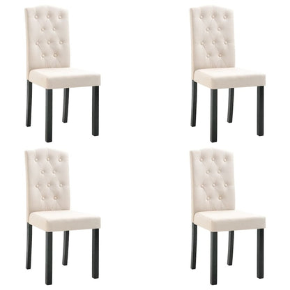 Dining Chair Set of 4 Cream Fabric and Rubber wood