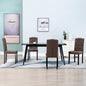 Dining Chair Set of 4 Brown Fabric and rubber wood frame Standard