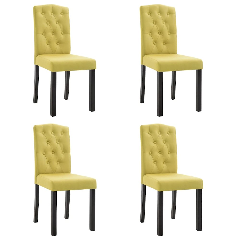 Dining Chair Set of 4 Green Fabric and Rubber wood Standard