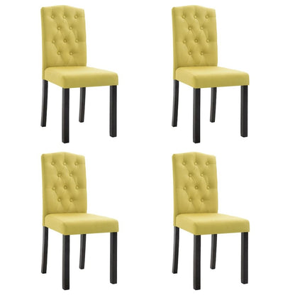 Dining Chair Set of 4 Green Fabric and Rubber wood Standard