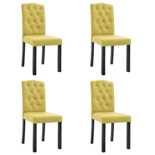 Dining Chair Set of 4 Green Fabric and Rubber wood Standard