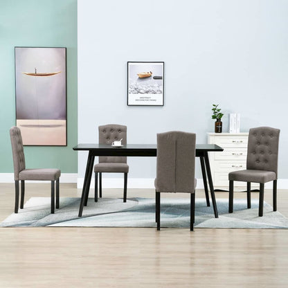 Dining Chair Set of 4 Taupe Fabric + Rubber wood frame Standard
