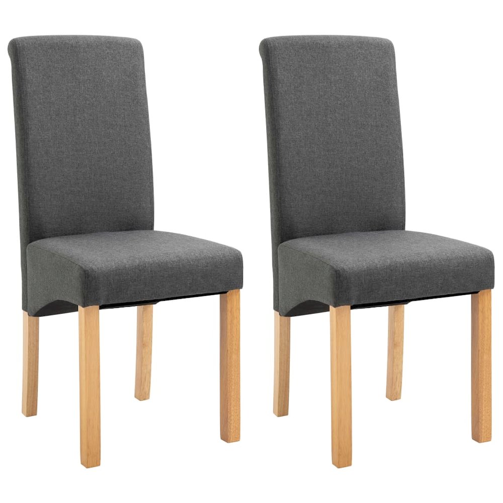 Dining Chair Set of 2 Grey Fabric Standard Ergonomic