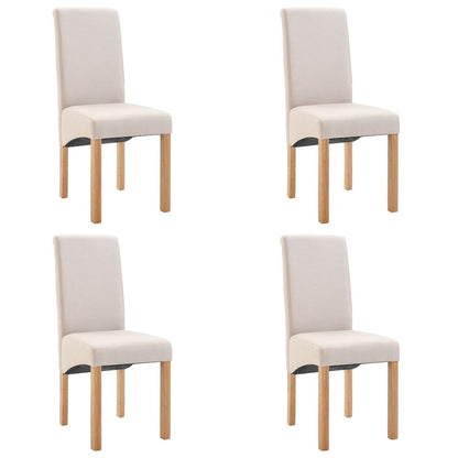 Dining Chair Set of 4 Cream Fabric, Wood Standard Ergonomic
