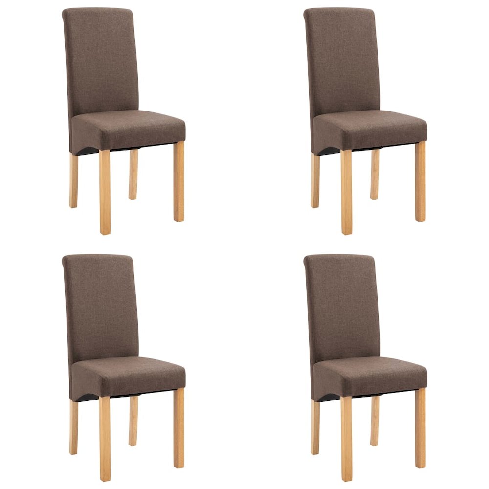 Dining Chair Set of 4 Brown Fabric and wood Standard Ergonomic