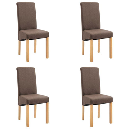 Dining Chair Set of 4 Brown Fabric and wood Standard Ergonomic