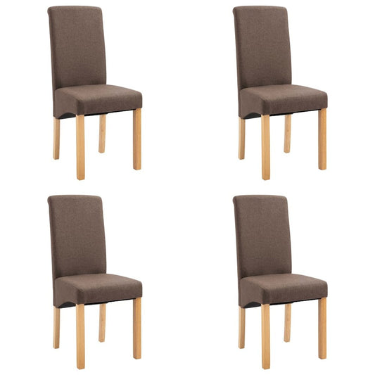 Dining Chair Set of 4 Brown Fabric and wood Standard Ergonomic