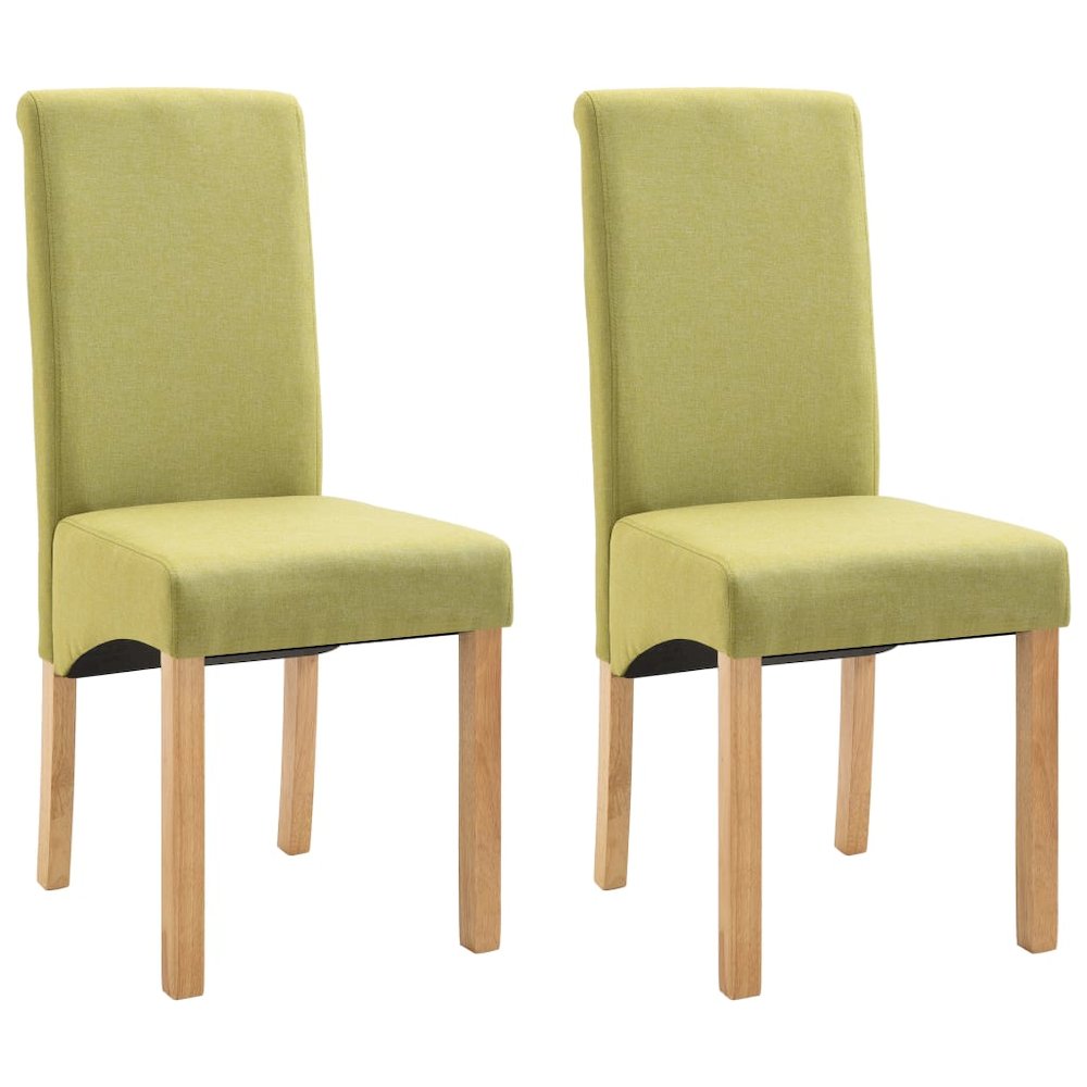 Dining Chair Set of 2 Green Fabric and wooden frame Standard