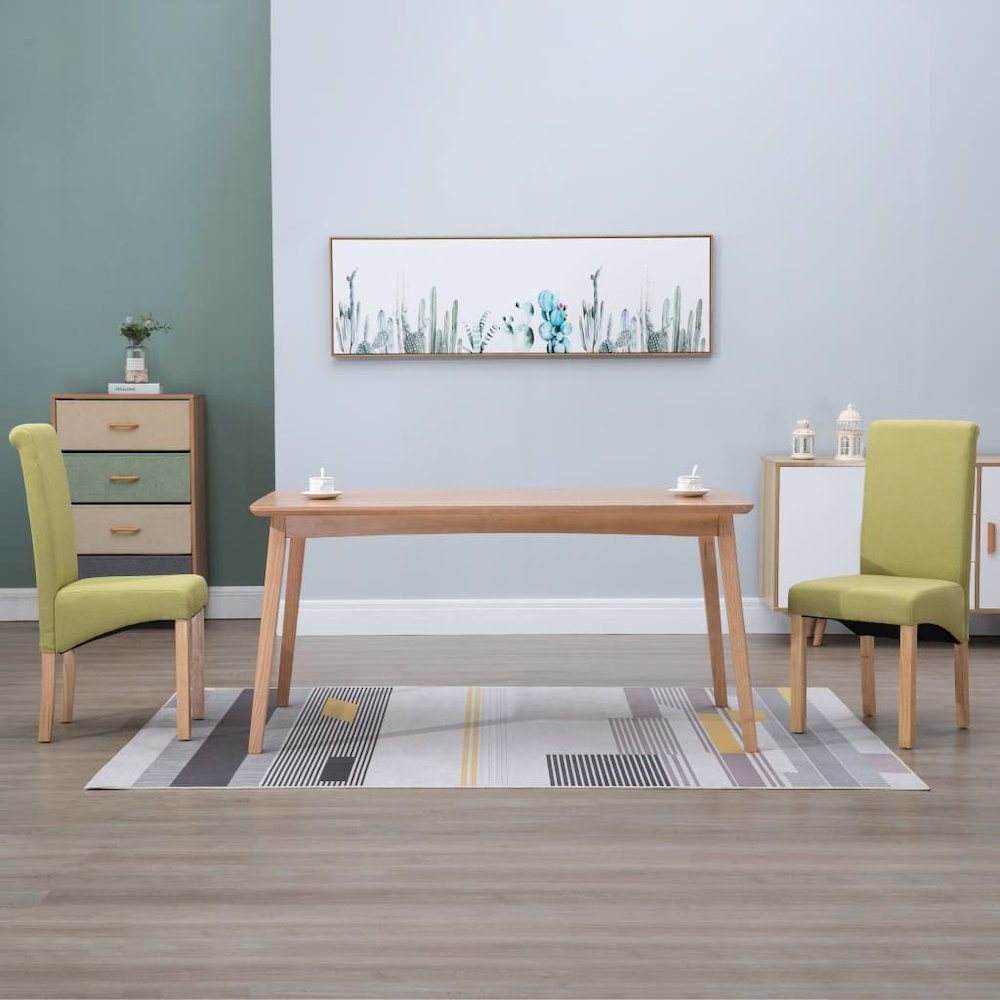 Dining Chair Set of 2 Green Fabric and wooden frame Standard