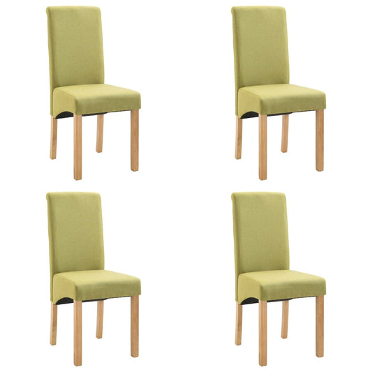 Dining Chair Set of 4 Green Fabric and wood Standard Ergonomic