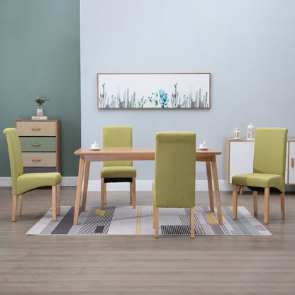 Dining Chair Set of 4 Green Fabric and wood Standard Ergonomic