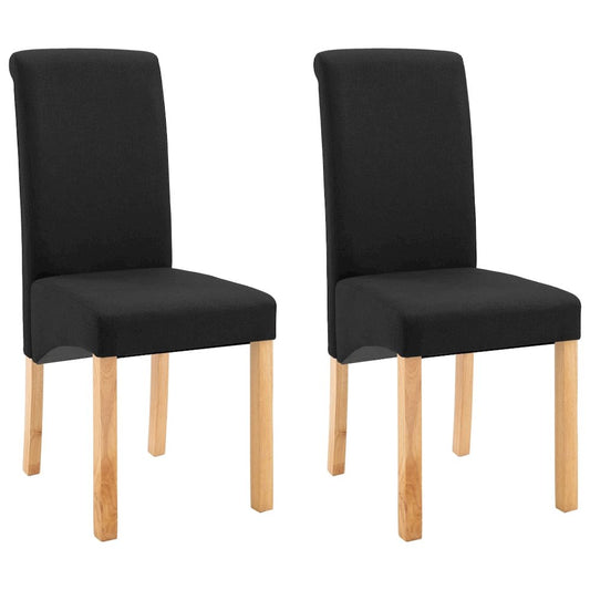 Dining Chair Set of 2 Black Fabric, Wood Standard Ergonomic