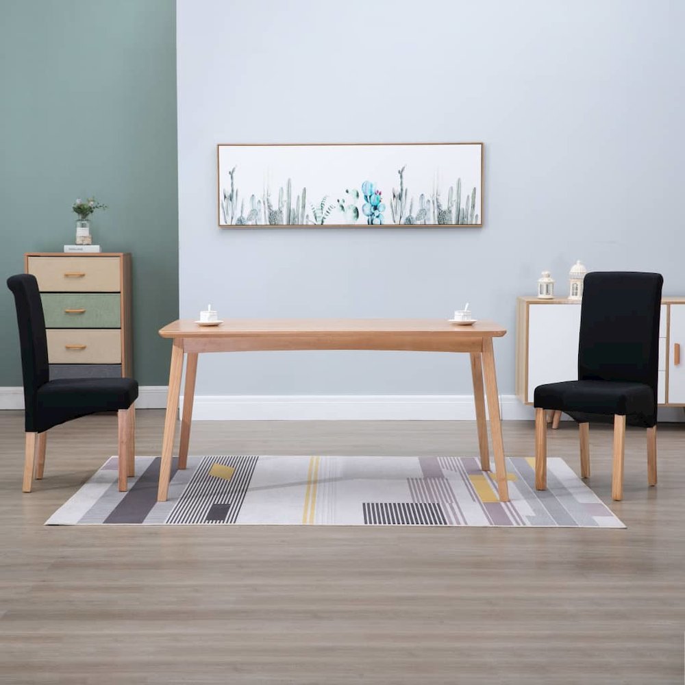 Dining Chair Set of 2 Black Fabric, Wood Standard Ergonomic