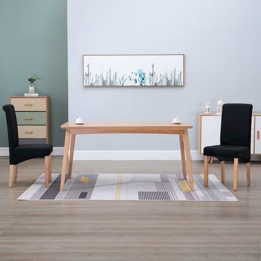 Dining Chair Set of 2 Black Fabric, Wood Standard Ergonomic
