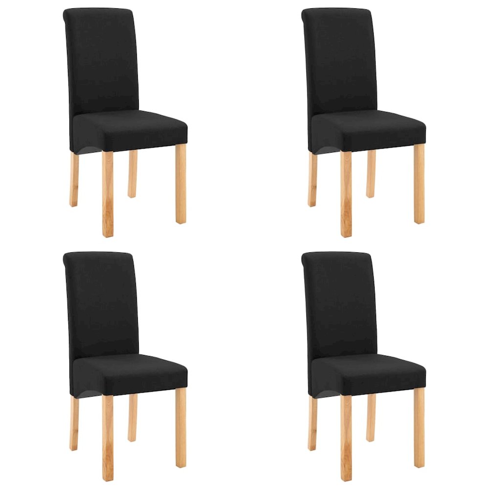Dining Chair Set of 4 Black Fabric and wood Standard Ergonomic
