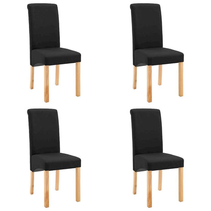 Dining Chair Set of 4 Black Fabric and wood Standard Ergonomic