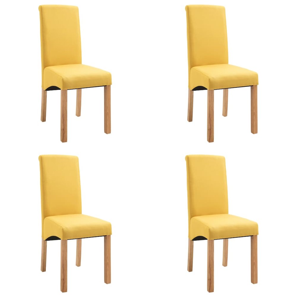 vidaXL Dining Chairs 4 pcs Yellow Fabric, 249282