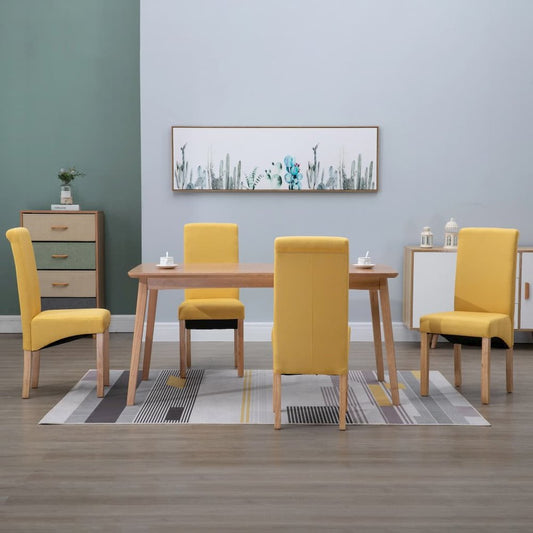 vidaXL Dining Chairs 4 pcs Yellow Fabric, 249282