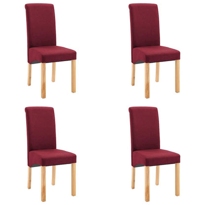 Dining Chair Set of 4 Red Fabric and wooden frame Regular