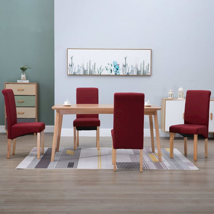 Dining Chair Set of 4 Red Fabric and wooden frame Regular