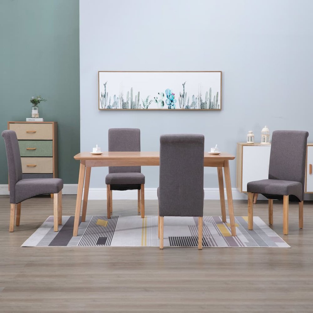 Dining Chair Set of 4 Taupe Fabric and wood Standard Ergonomic