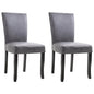 Dining Chair Set of 2 Gray Faux suede leather, Wood Standard