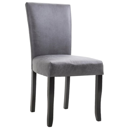 Dining Chair Set of 2 Gray Faux suede leather, Wood Standard