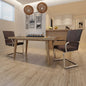 Dining Chair Set of 2 Brown Faux suede leather, powder-coated iron