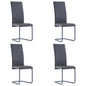 Dining Chair Set of 4 Gray Faux Leather and Steel Standard
