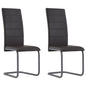 Dining Chair Set of 2 Brown Faux leather upholstery, Steel frame
