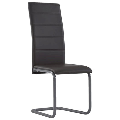 Dining Chair Set of 2 Brown Faux leather upholstery, Steel frame