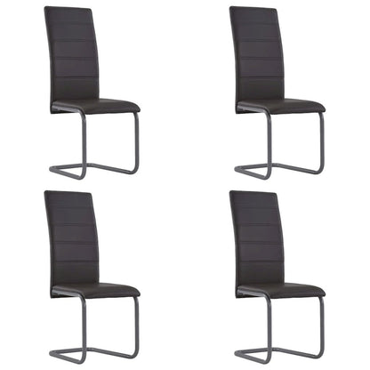 282096 vidaXL Cantilever Dining Chairs 4 pcs Brown Faux Leather, 282096