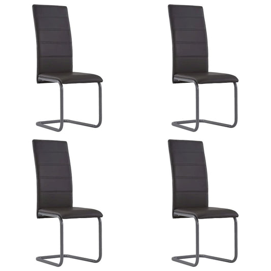 282096 vidaXL Cantilever Dining Chairs 4 pcs Brown Faux Leather, 282096