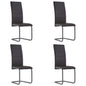 282096 vidaXL Cantilever Dining Chairs 4 pcs Brown Faux Leather, 282096