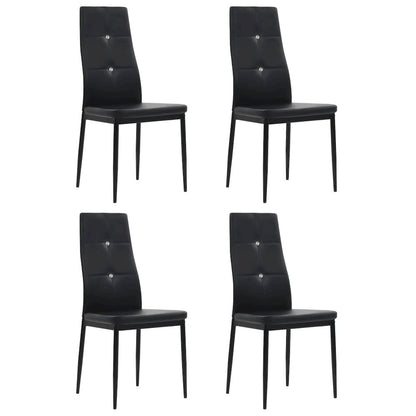 Dining Chair Set of 4 Black Faux leather, wooden frame, steel legs
