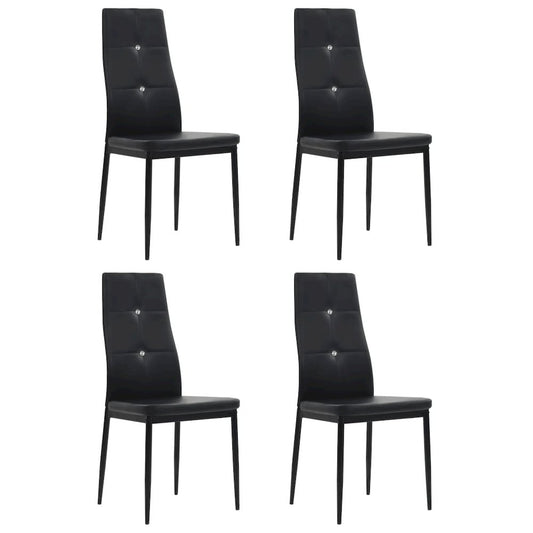 Dining Chair Set of 4 Black Faux leather, wooden frame, steel legs