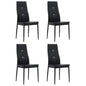 Dining Chair Set of 4 Black Faux leather, wooden frame, steel legs