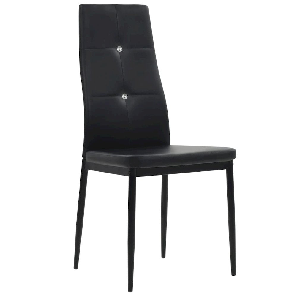 Dining Chair Set of 4 Black Faux leather, wooden frame, steel legs