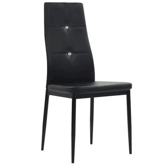 Dining Chair Set of 4 Black Faux leather, wooden frame, steel legs