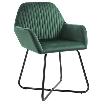 Dining Chair Set of 2 Green Velvet, powder-coated steel Standard