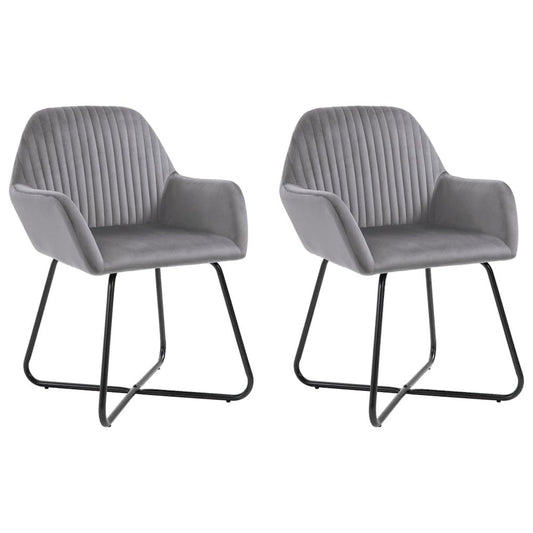 Dining Chair Set of 2 Gray Velvet Medium Ergonomic