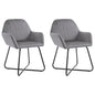Dining Chair Set of 2 Gray Velvet Medium Ergonomic