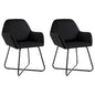 Dining Chair Set of 2 Black Velvet and powder-coated steel