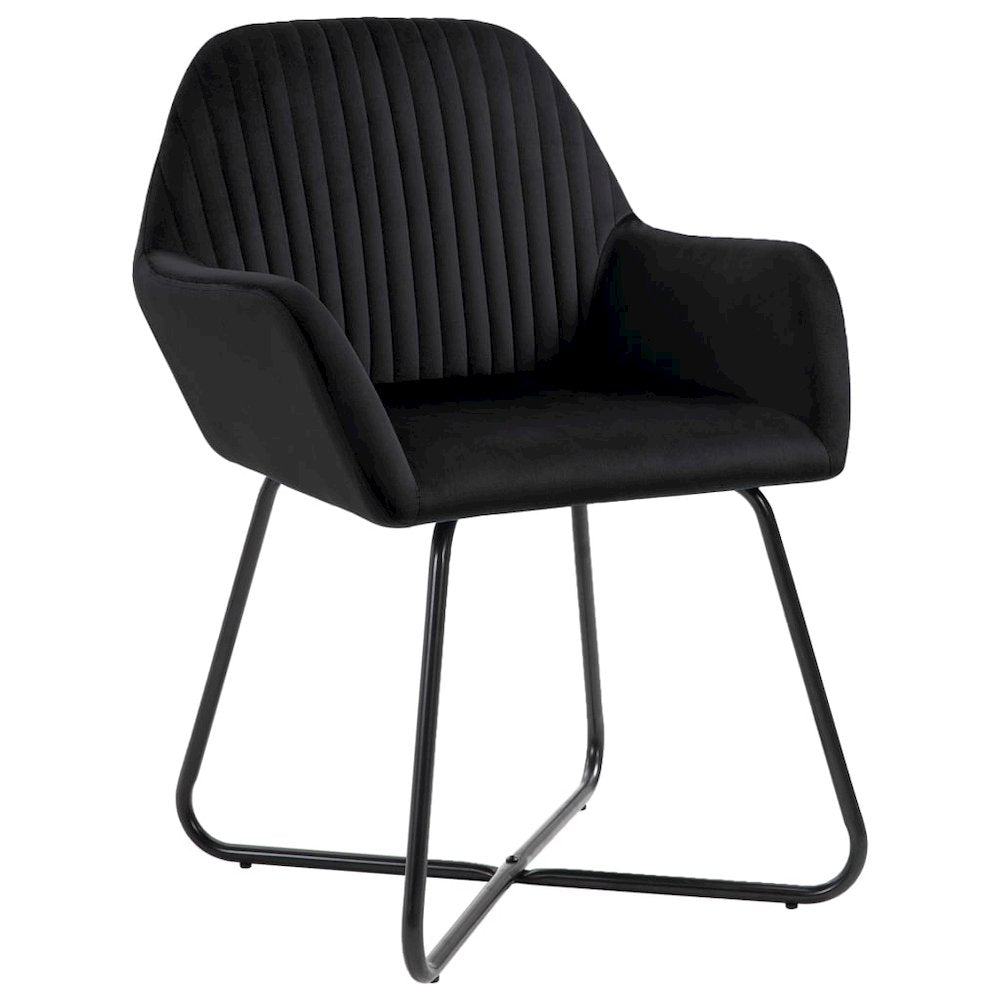 Dining Chair Set of 2 Black Velvet and powder-coated steel