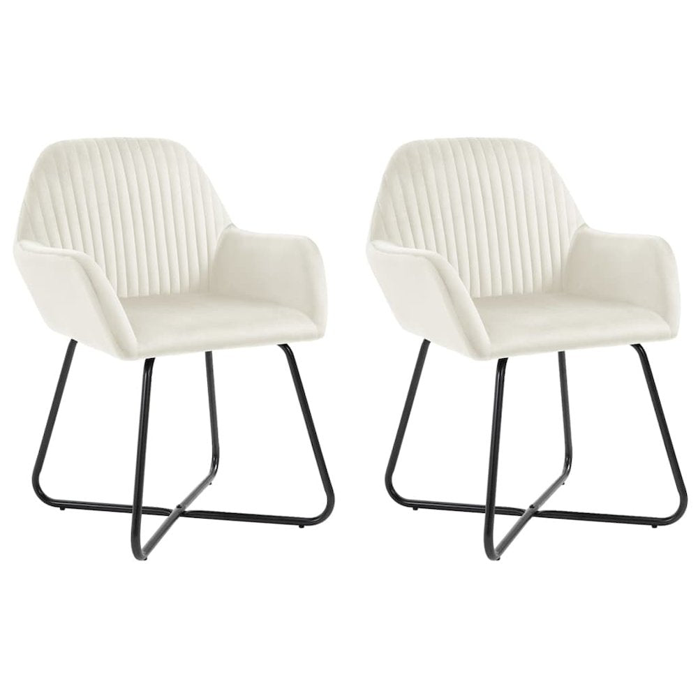 Dining Chair Set of 2 Cream Velvet Standard Ergonomic