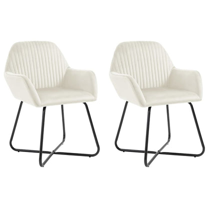 Dining Chair Set of 2 Cream Velvet Standard Ergonomic