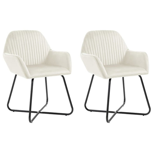 Dining Chair Set of 2 Cream Velvet Standard Ergonomic