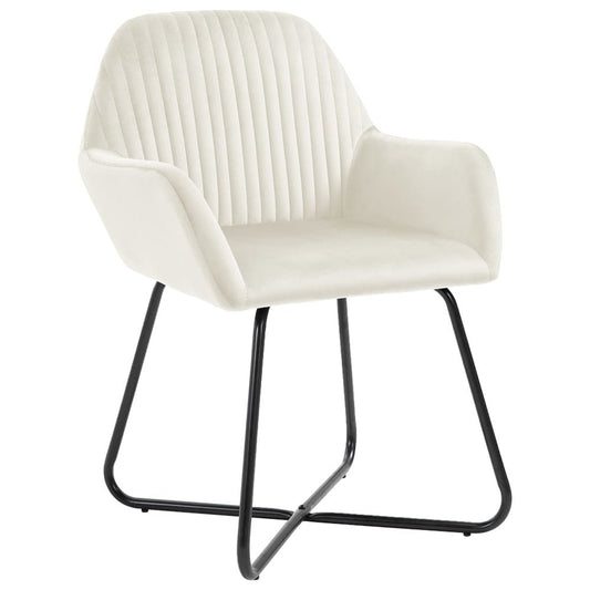 Dining Chair Set of 2 Cream Velvet Standard Ergonomic