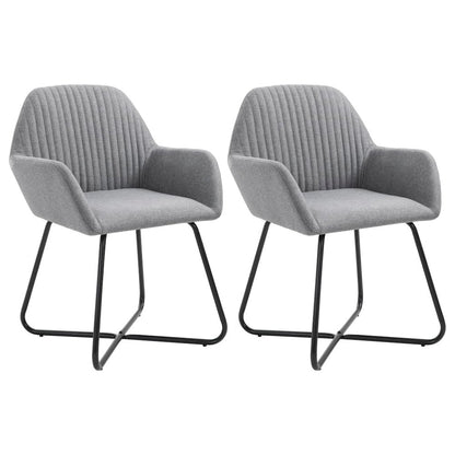 vidaXL Dining Chairs 2 pcs Light Gray Fabric, 249807